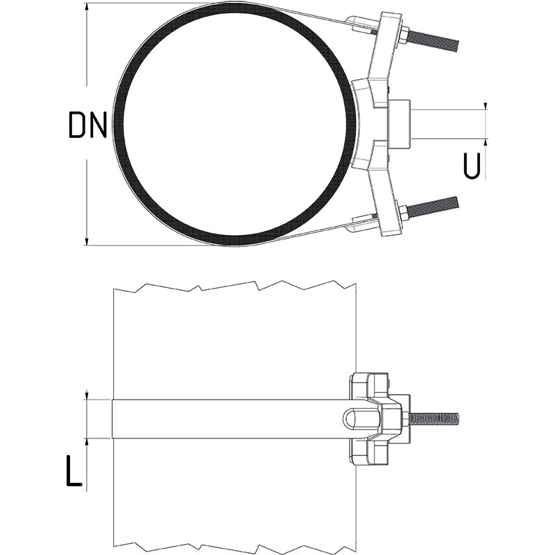 SIMPLE TAPPING SADDLE WITH RUBBER CLAMP (STEEL, CAST IRON, CEMENT PIPELINES) - Image 2
