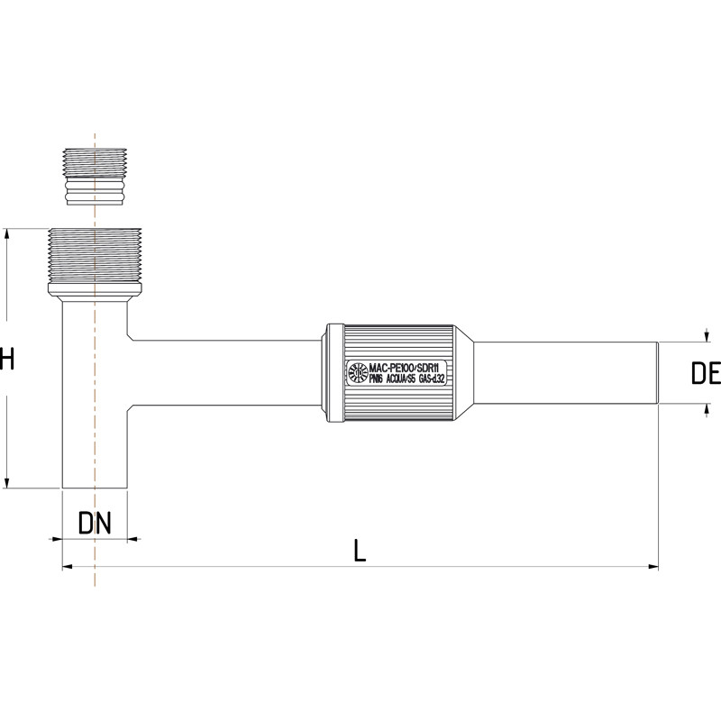 PE/STEEL WITH TEE TERMINAL FOR TAPPING TEE SADDLES – MEDIUM PRESSU - Image 2