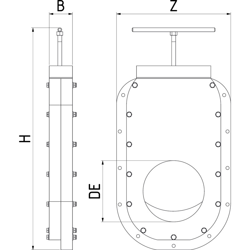 ONE-WAY WALL-MOUNTED KNIFE GATE VALVE - Image 2